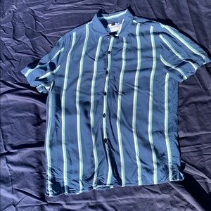 Topman Blue Striped Casual Button Down Shirt